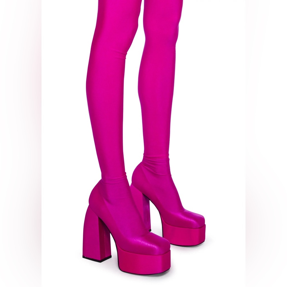 AZALA WANG HEYHEY PLATFORM CHUNKY PANT BOOT IN PINK - Picture 13 of 14